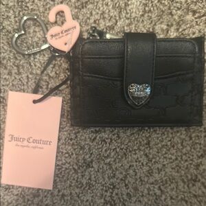 Juicy Couture Black Key Card Holder with Heart Charm